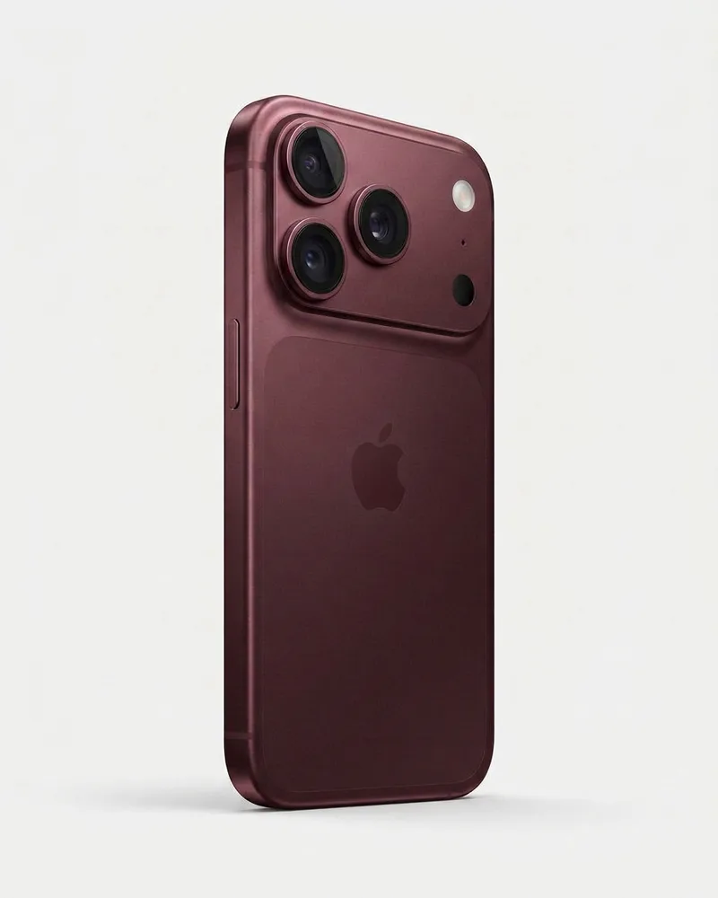 iPhone 18 Pro Max na cor Bordô, visto de trás