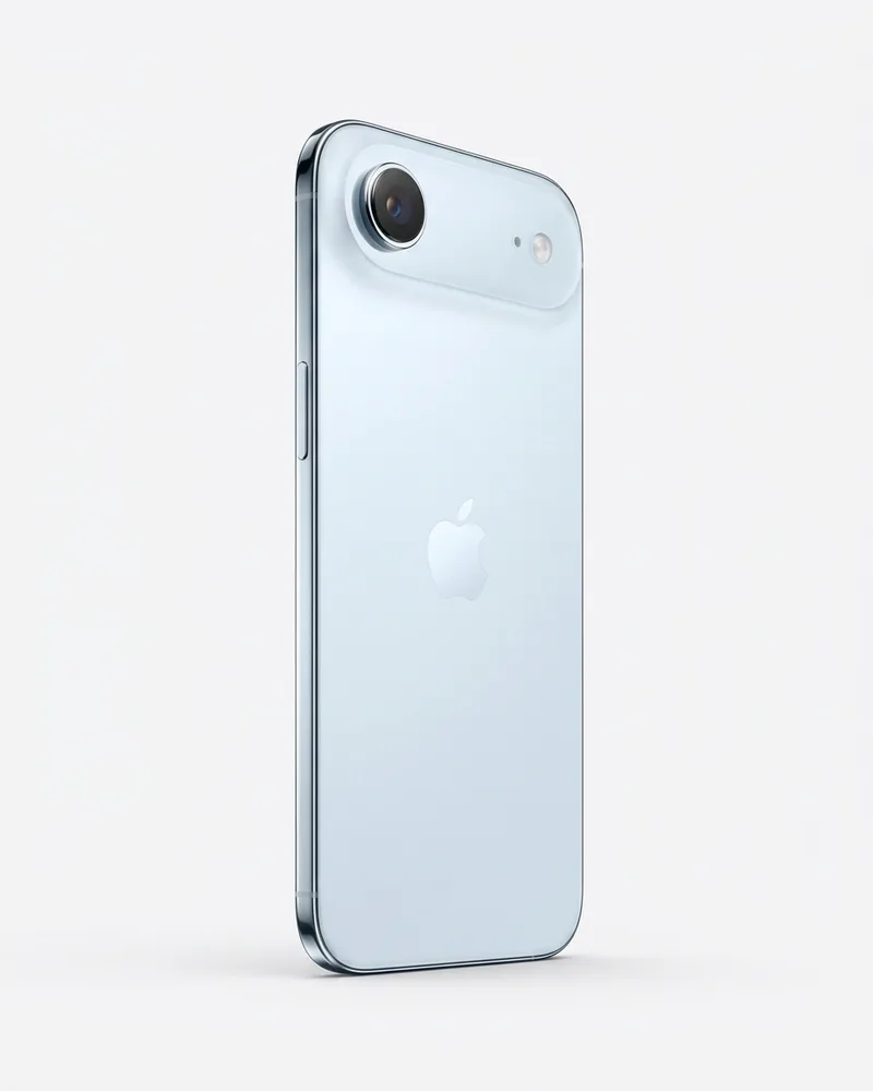 iPhone Air na cor Azul-céu, visto de trás